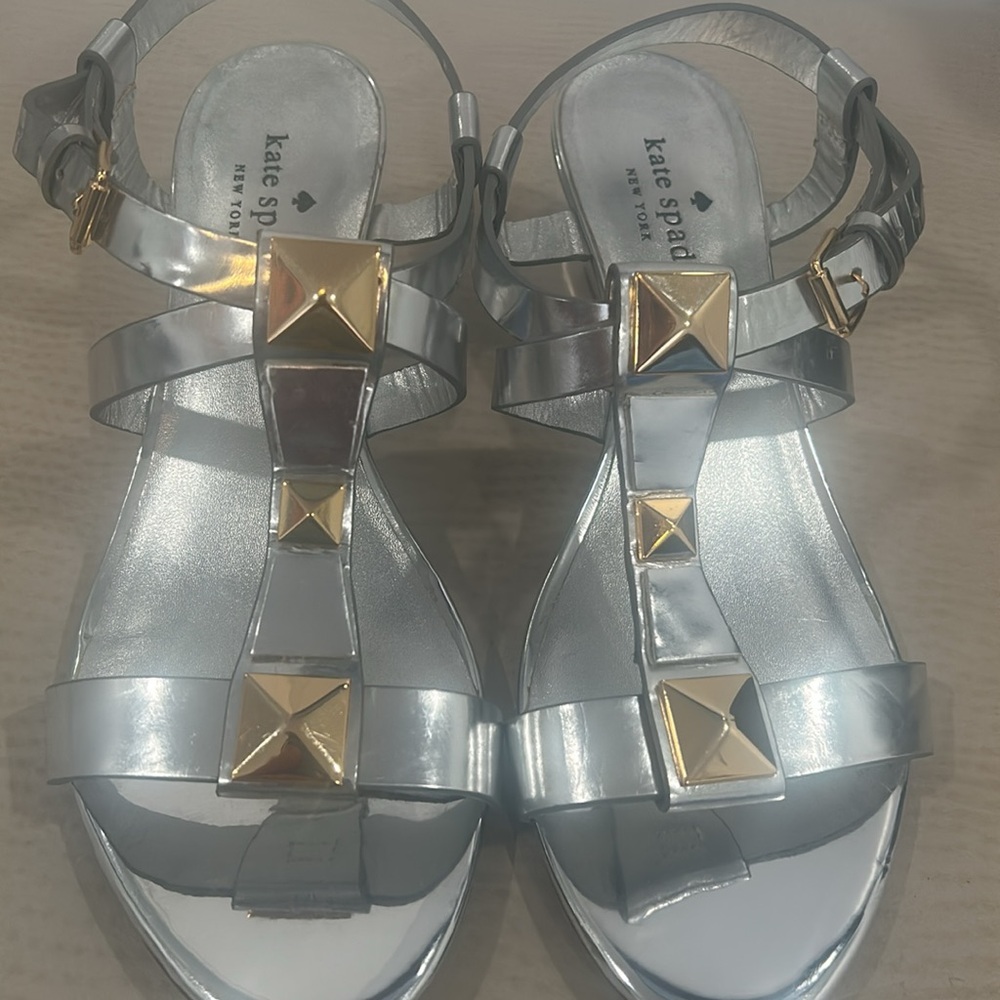 Kate Spade New York Silver Sandals with Gold Accents - Picture 4 of 13